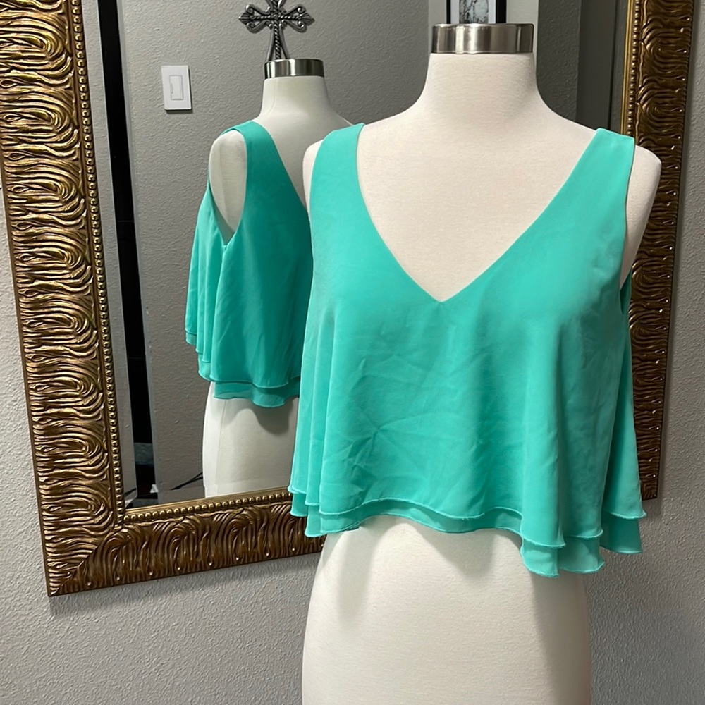 Signature8 Teal Layered Crop Tank